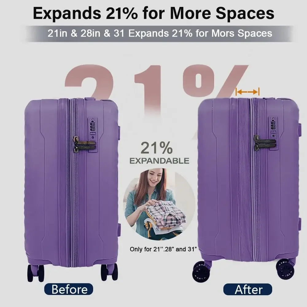 3-Piece Luggage Set: 20/26/30 with TSA Lock, Large Spinner Wheels
