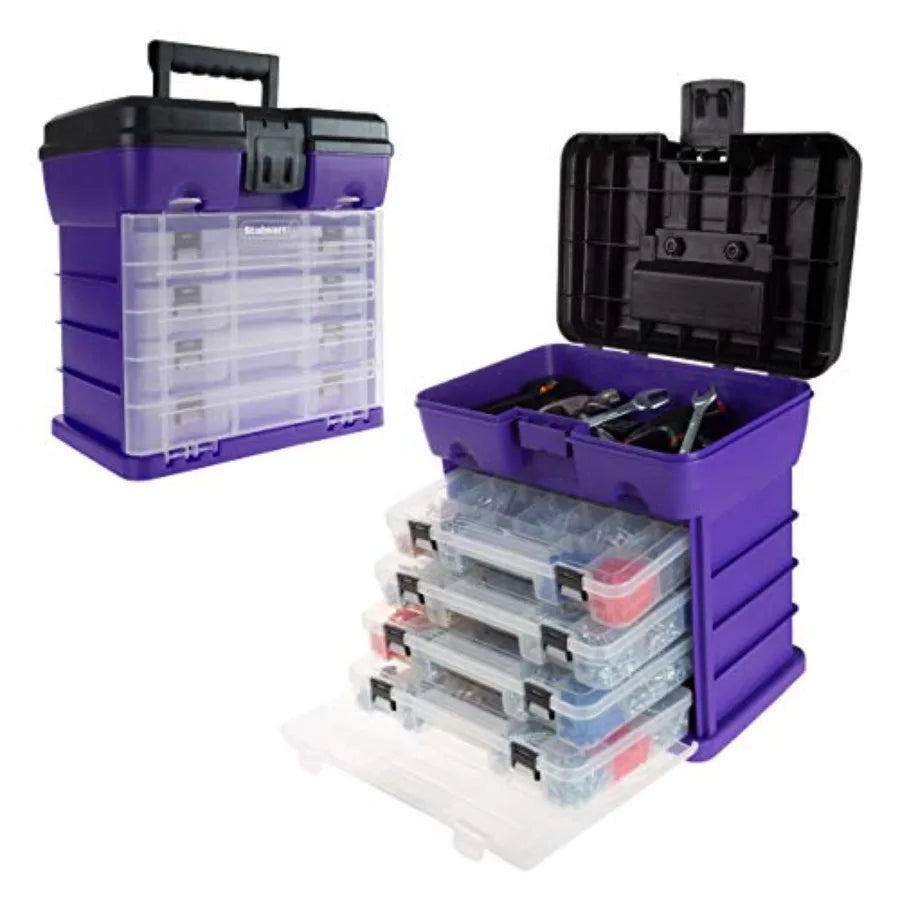 Storage and Toolbox-Durable Organizer Utility Box-4 Drawers with 19 Compartments Each