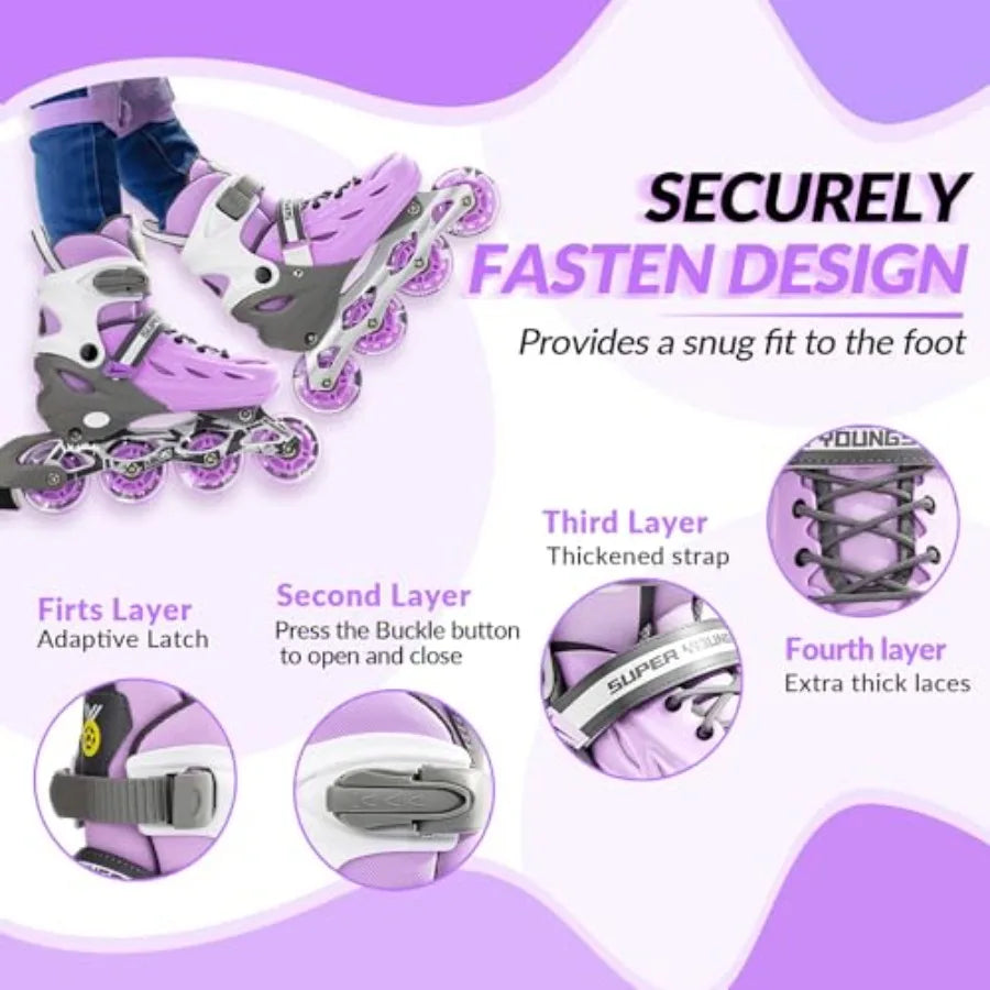 Adjustable Inline Roller Skates with Light Up Wheels