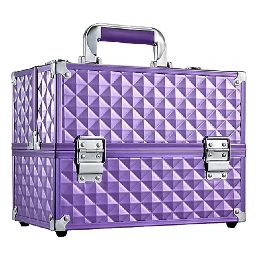 12 Inch Portable Makeup Train Case with 6 trays, lockable