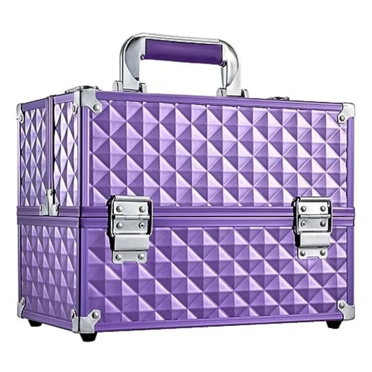 12 Inch Portable Makeup Train Case with 6 trays, lockable