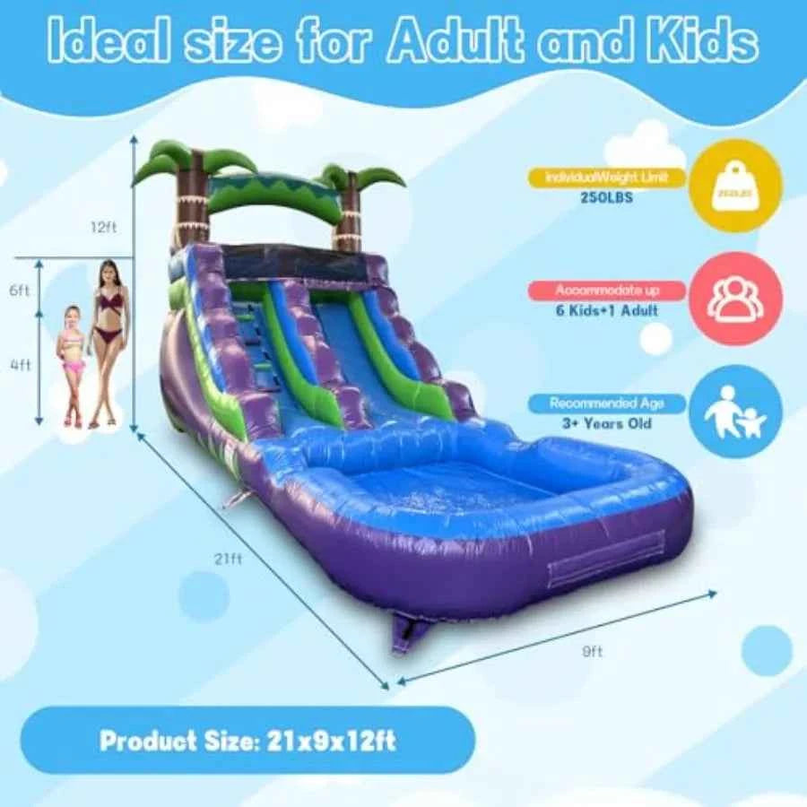 Inflatable water slide 21'x9'x12' with pool - Purpleobsessions
