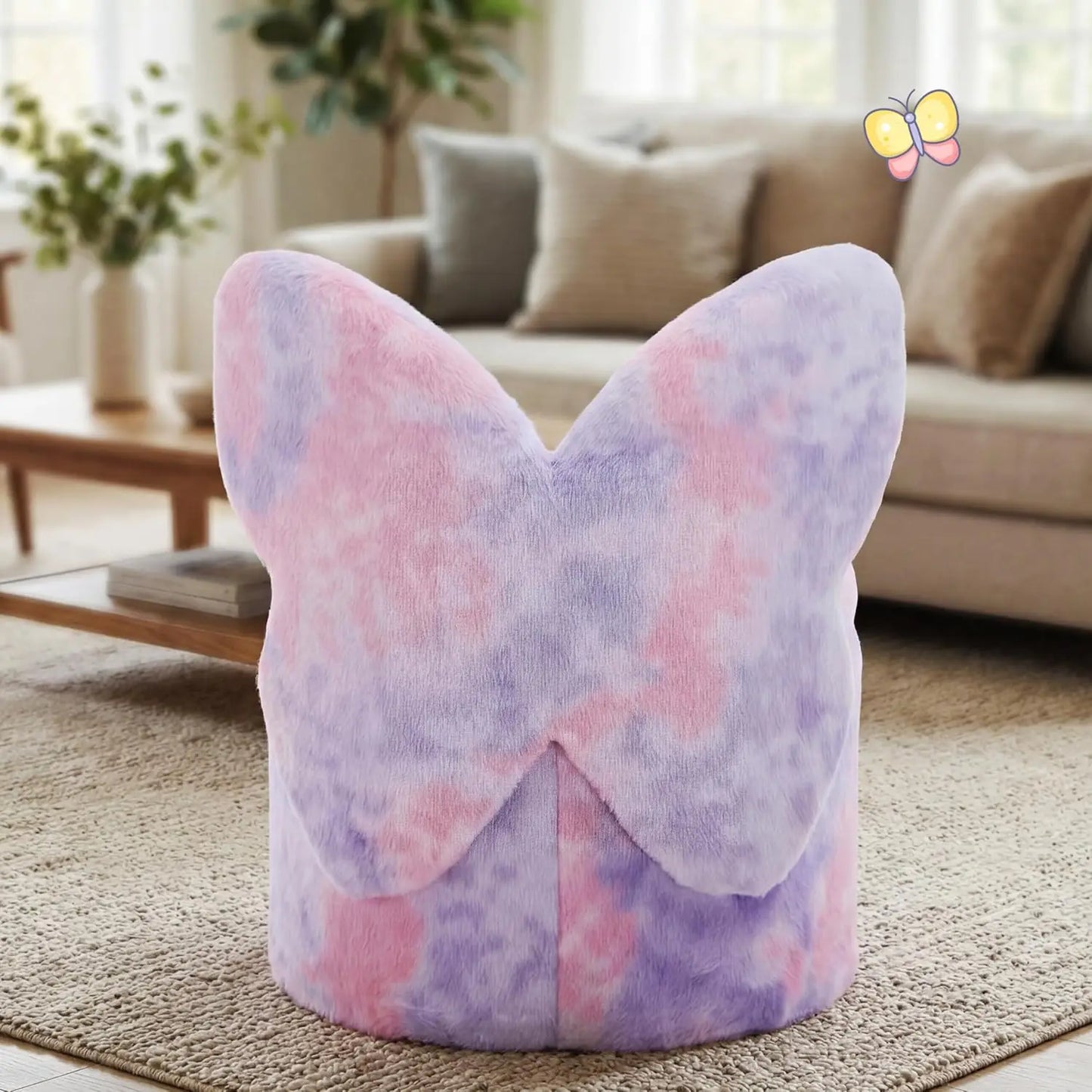 Kids Butterfly Armchair with Storage Ottoman