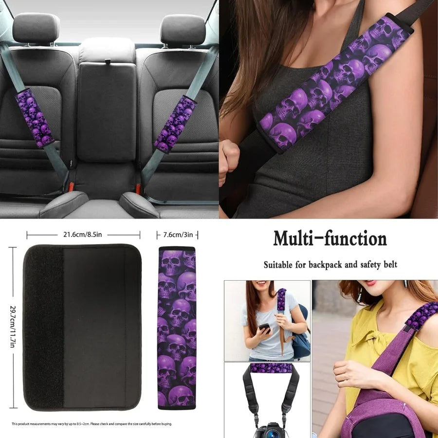 Skull Printed Car Seat Covers 12 Piece Set