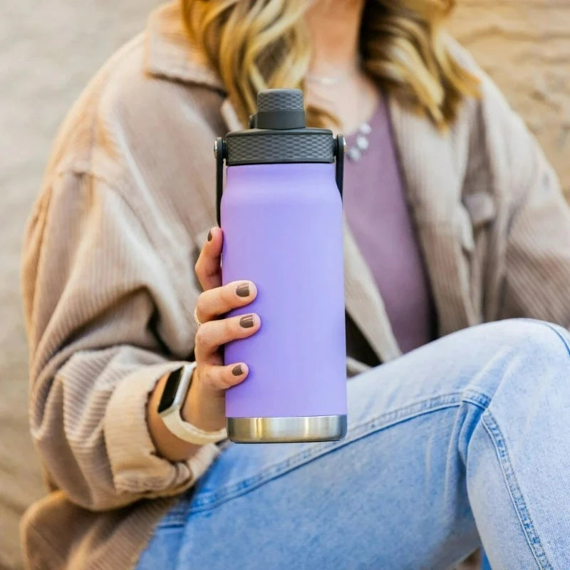 32 oz Dual Lid Double-Wall Stainless Steel Insulated Water Bottle, Lavender