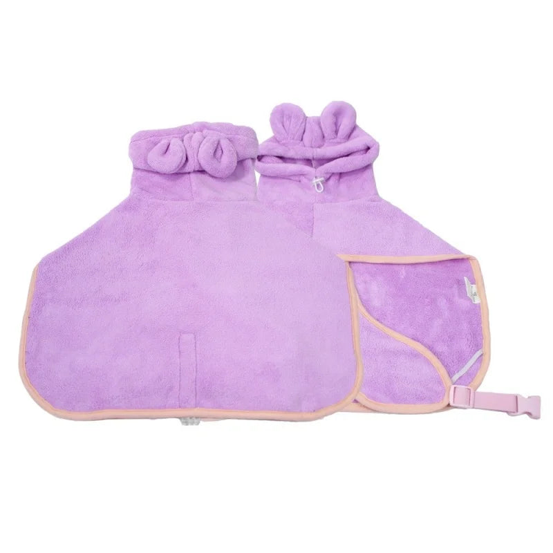 Super Absorbent Pet Towel Bathrobe Bath Towel, Quick-Drying Microfiber for Cat/Dog Bath