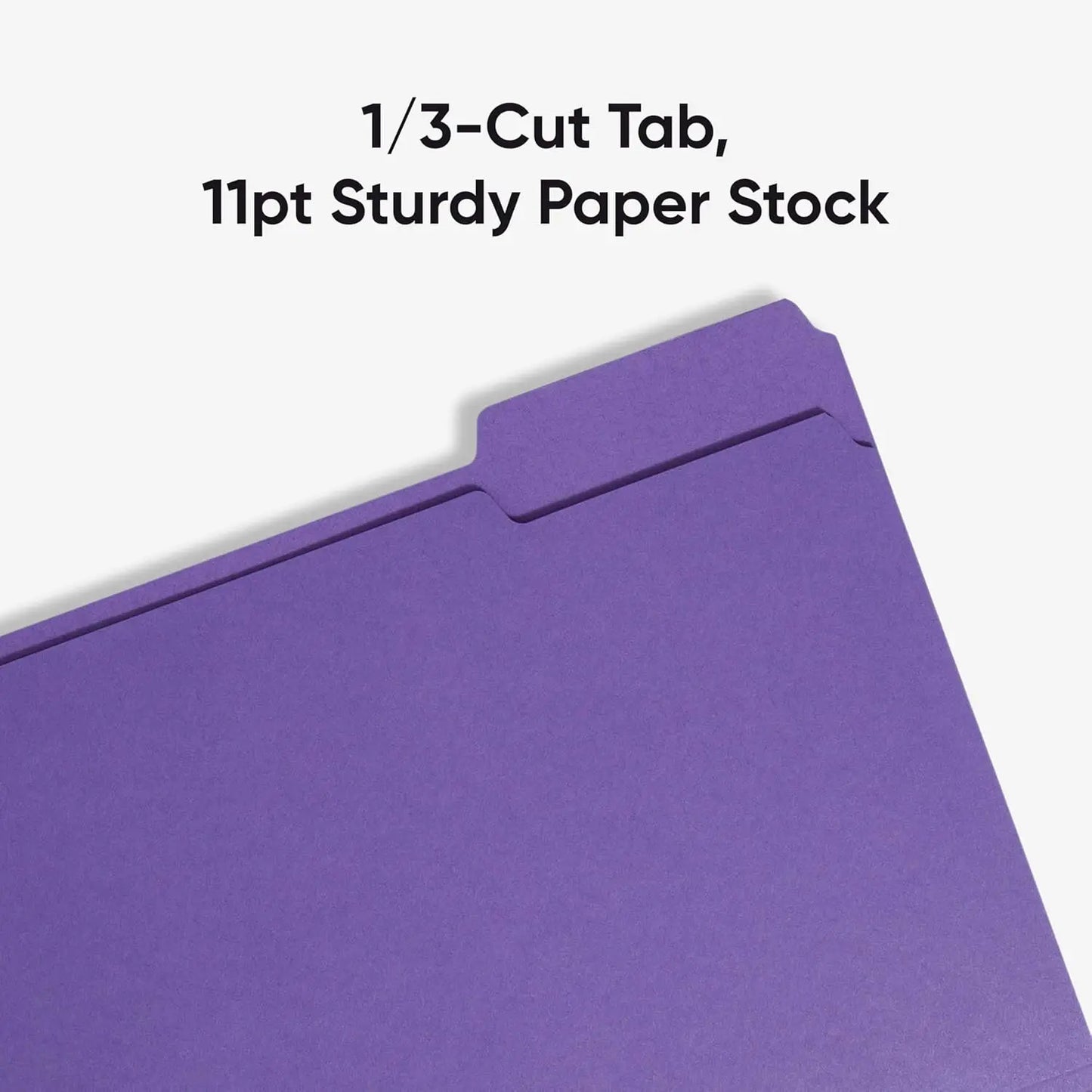 100 Purple Letter Size File Folders with 1/3-Cut Tabs