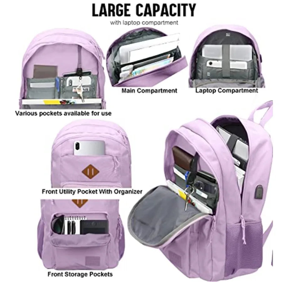 Classic Travel backpack, Anti Theft Laptop Backpack with USB Charging Port