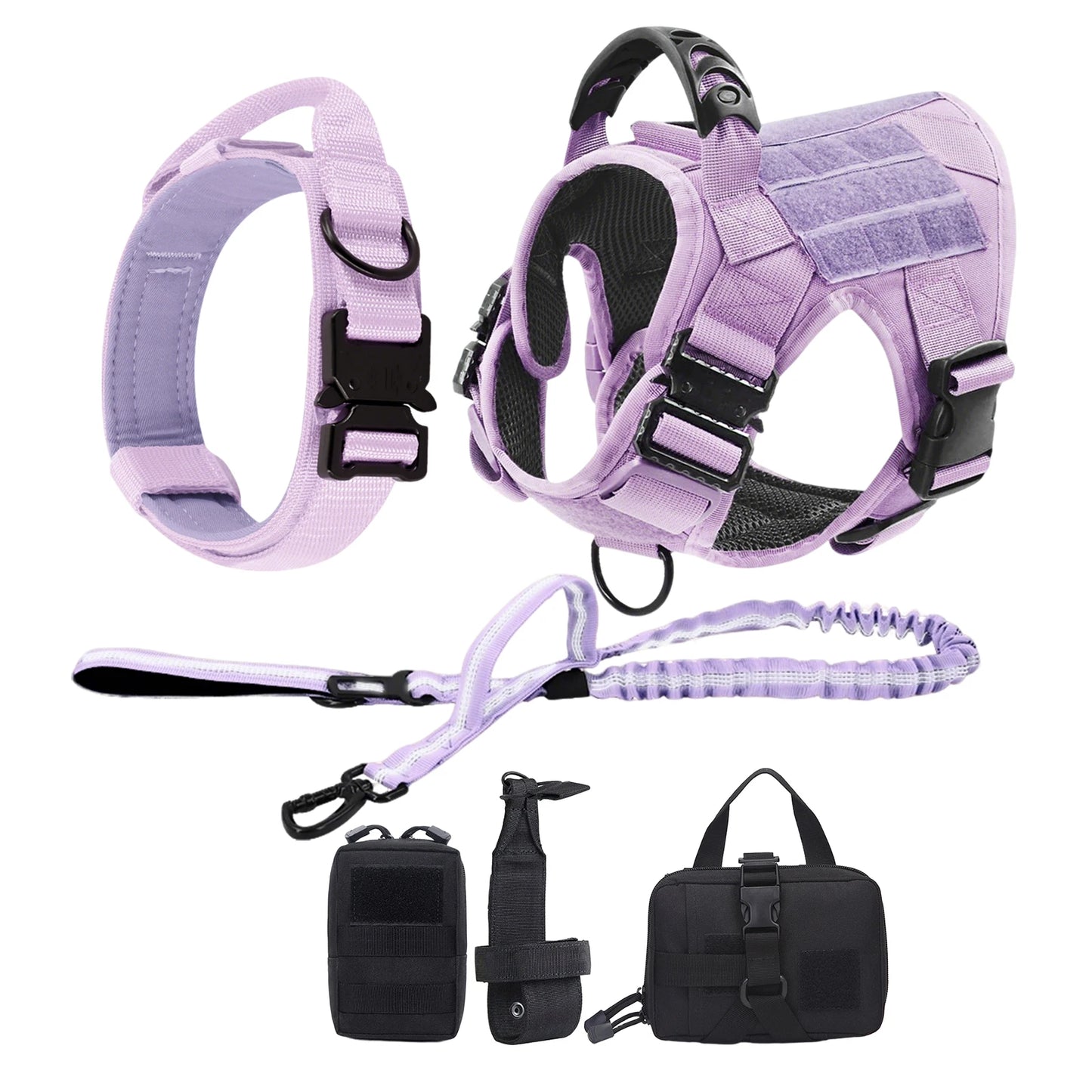 Military Dog Harness For Large/ Medium Dogs: Harnesses, Leash, Adjustable Tactical Training Vest