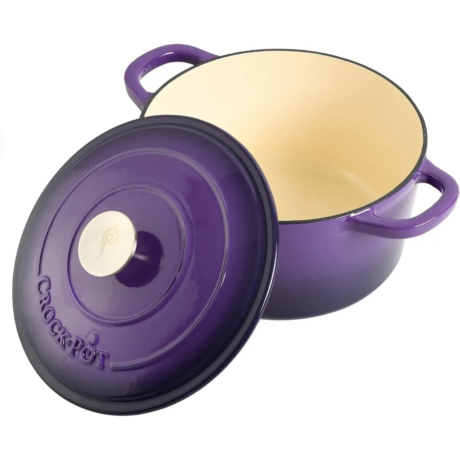 Artisan Round Enameled Cast Iron Dutch Oven, 5 Quart for Stovetop to Oven Cooking
