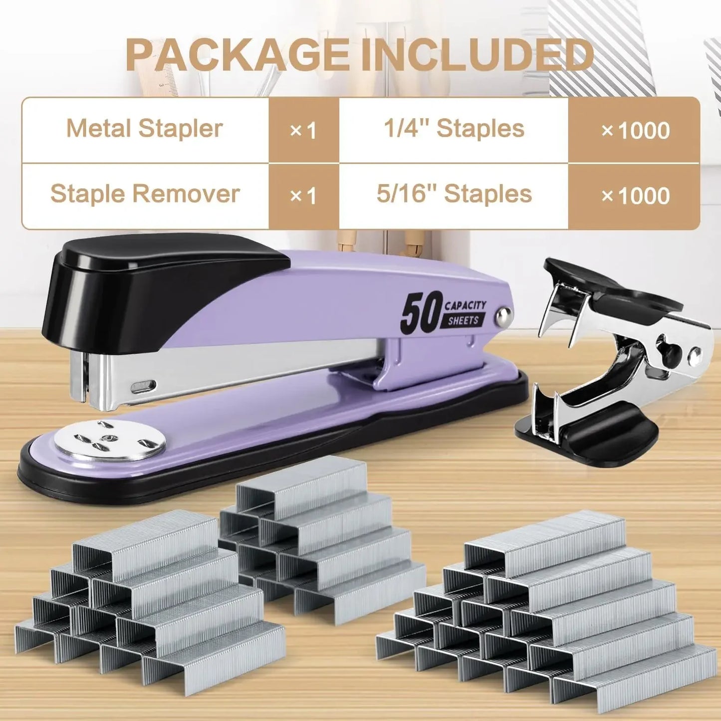 Heavy Duty Desk Stapler With 2000 Staples, Staple Remover, 50 Sheet Capacity