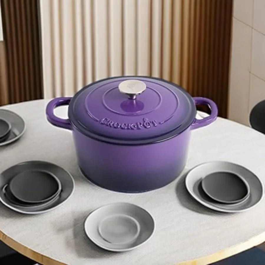 Artisan Round Enameled Cast Iron Dutch Oven, 5 Quart for Stovetop to Oven Cooking