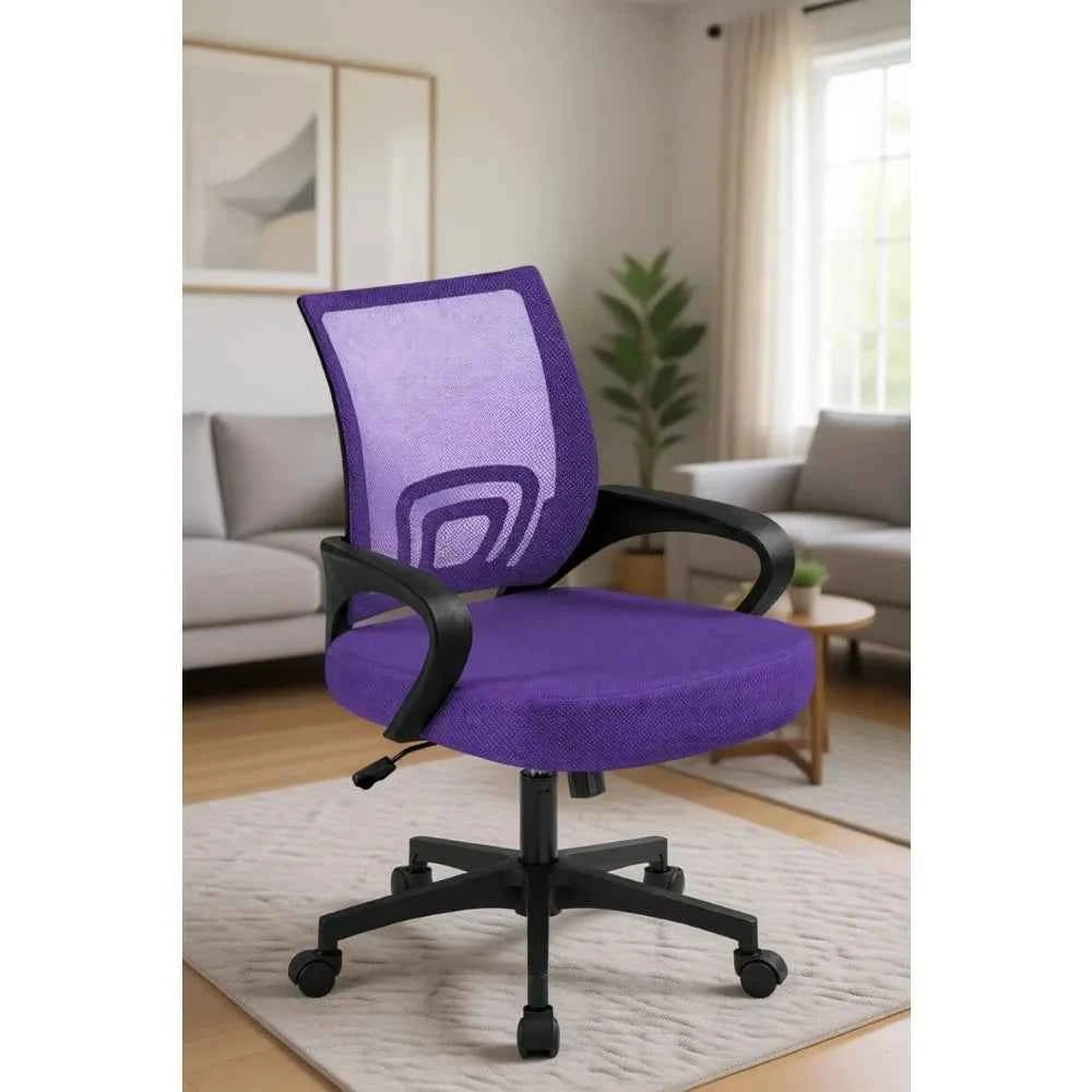 Mesh Task Swivel Office Desk Chair with Wheels, Adjustable, Purple