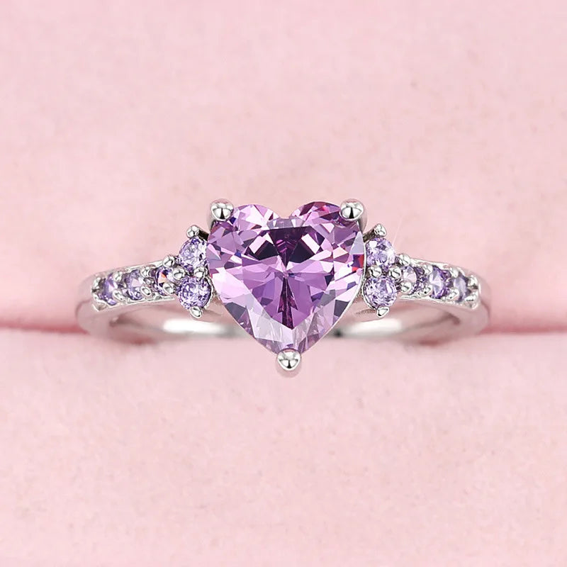 Luxurious Sparkling Purple Zircon Women's Ring