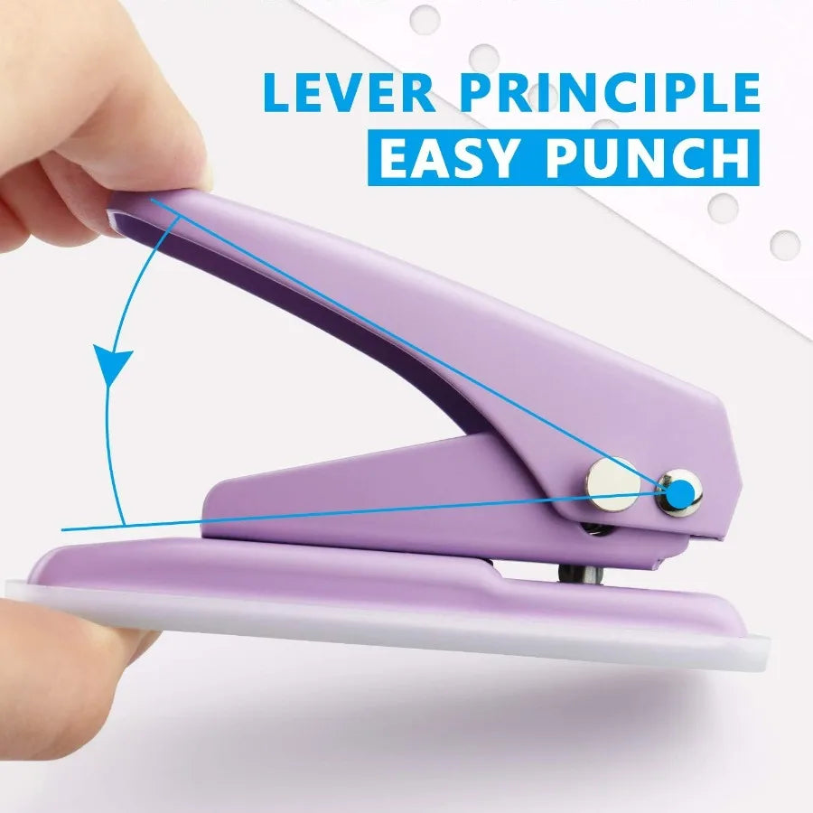 Handheld Single Hole Puncher with 1/4 Inches Diameter for 20 Sheets Capacity Metal Construction