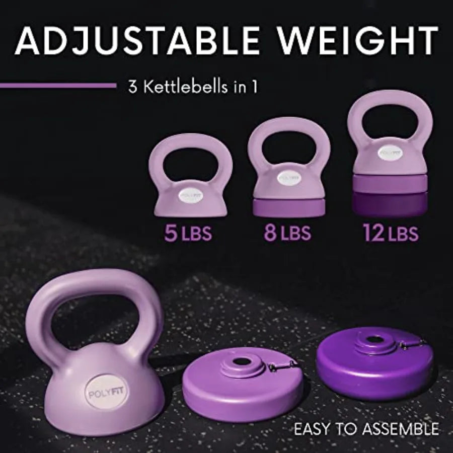 Adjustable 5-12 lb Steel Kettlebell Set