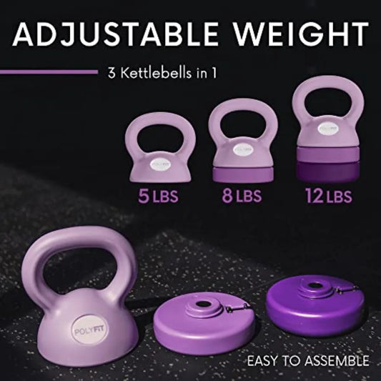 Adjustable 5-12 lb Steel Kettlebell Set