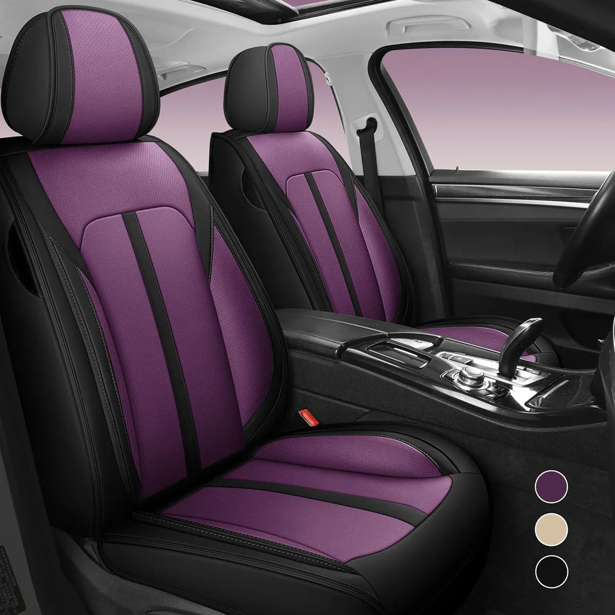 Car Seat Covers, Fit for VW Jetta, Tiguan, Golf, Passat, Polo, Taos, ID.4, CC/Arteon, Touareg,T-Roc, Phaeton, PU Leather Front Seats and Back, 5 Seat Protectors