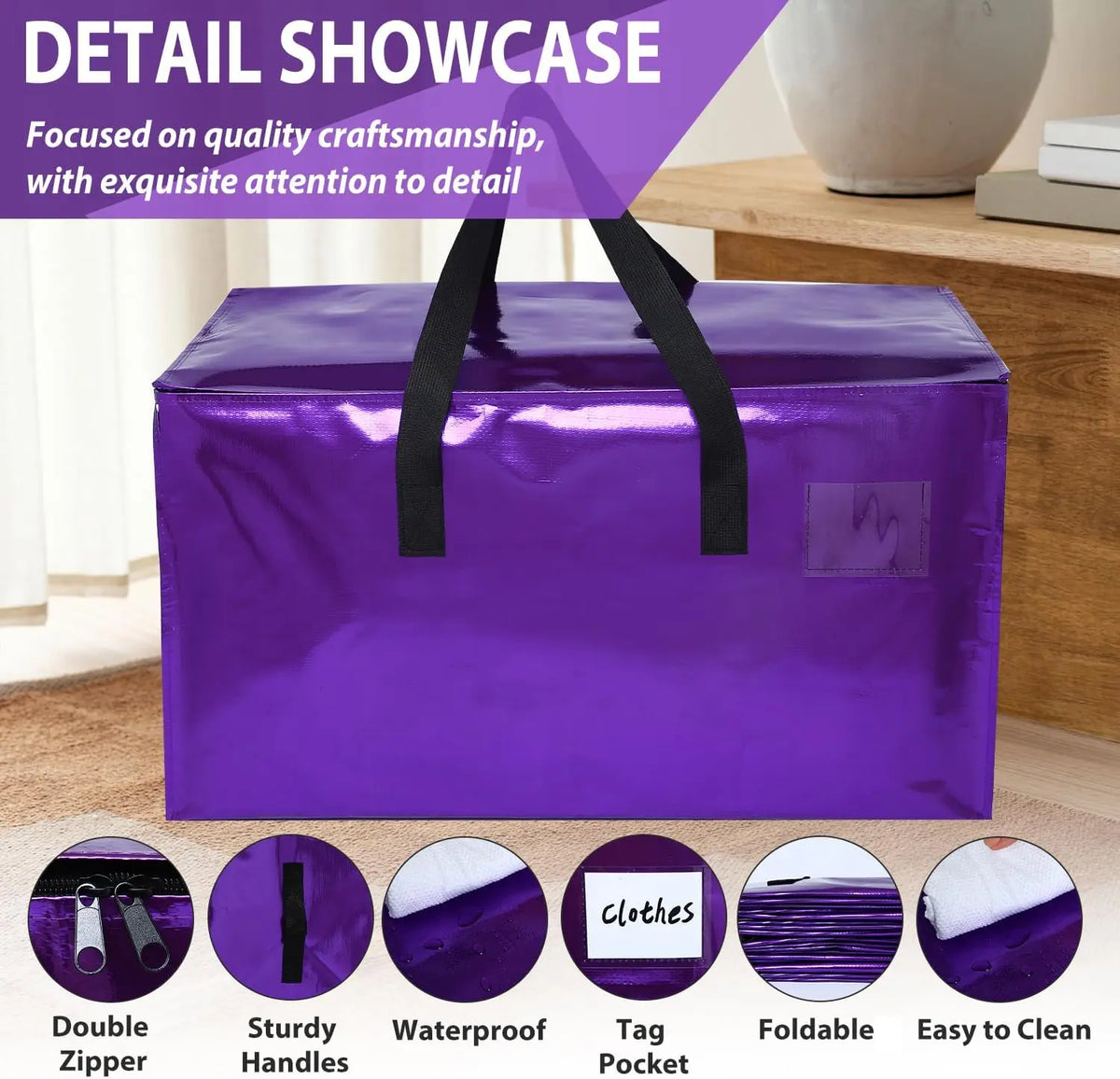 6-Count Heavy-Duty Extra Large Collapsible Zippered Storage Bags