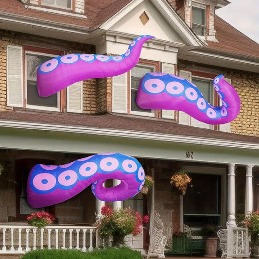 3 Pcs Halloween Inflatables Octopus Tentacle Outdoor Window Decorations with Build-in LEDs, Halloween Front Door Window Roof Prop,