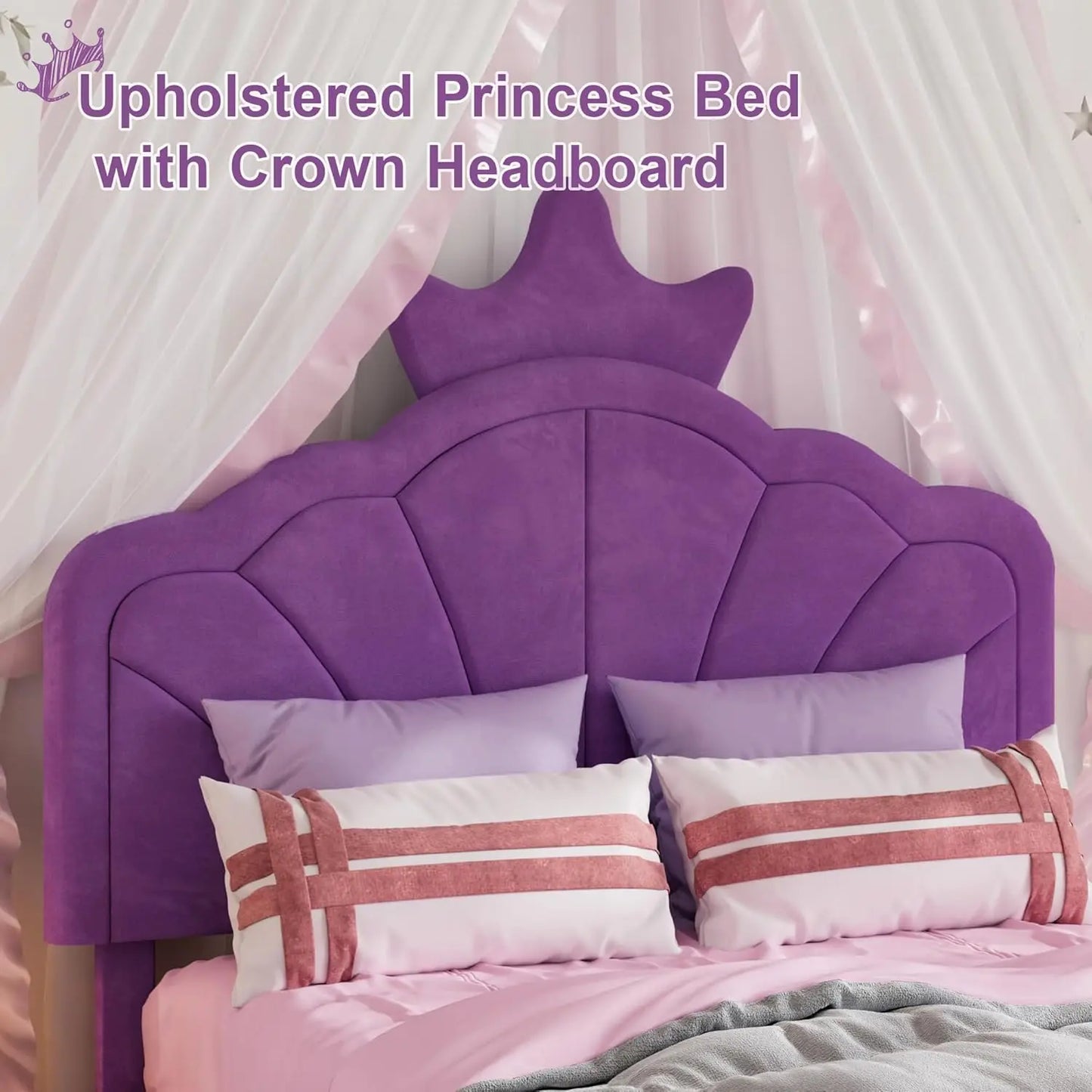 Twin Size Platform Bed Frame With Upholstered Headboard