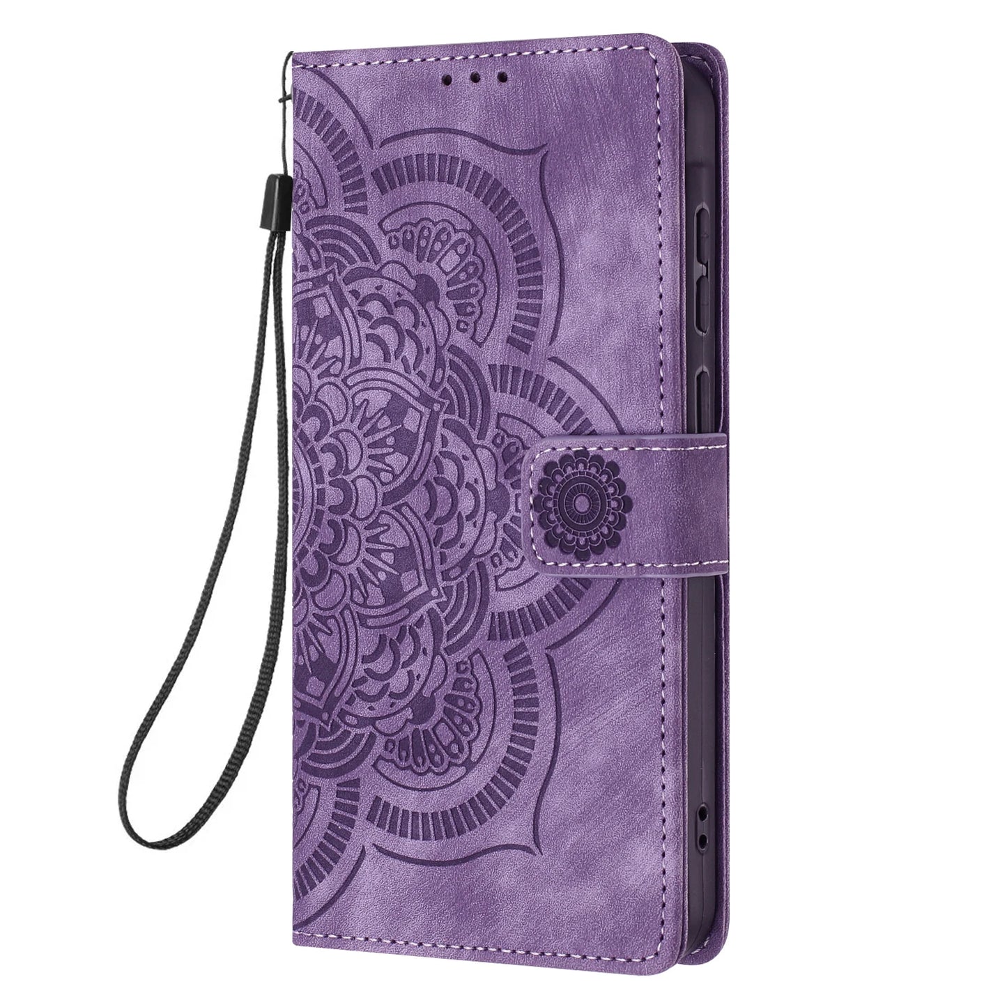 3D Embossed Flower Leather Phone Wallet Case Book For Samsung Galaxy S25 Edge S24 Ultra S23 Plus S22 S21 FE A16 A56 Flip Cover