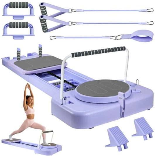 Foldable Portable Pilates Board Equipment Kit with Resistance Bands, Handles