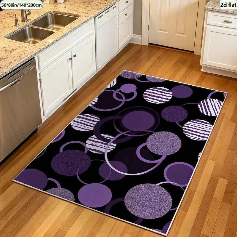 Purple Circular Abstract Geometric Carpet,