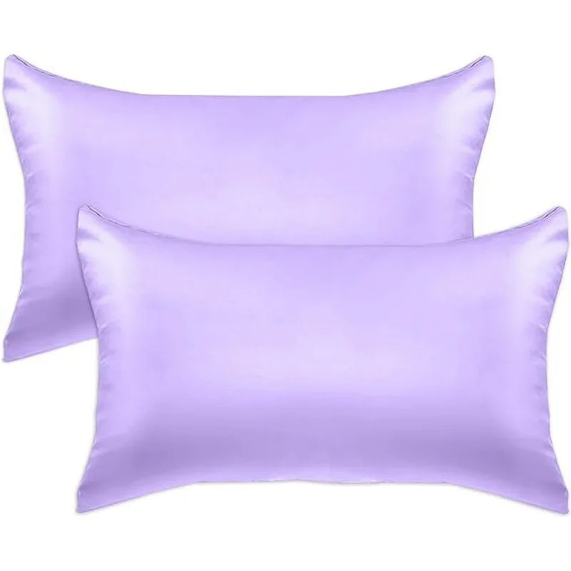 2-PACK Cooling Viscose Satin Pillowcase Set with Hidden Zipper closure, King,