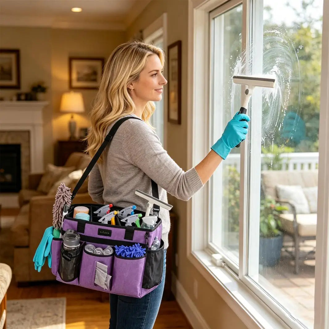 Large Tote Bag with Adjustable Shoulder Strap and Waist Belt, Multi-Pocket Caddy Organizer