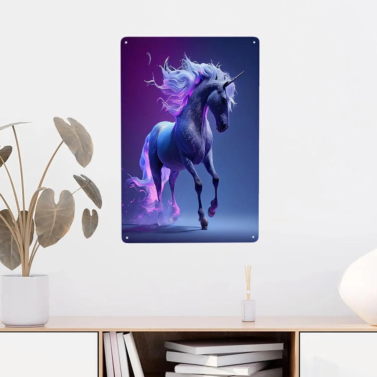 Purple Unicorn Metal Poster Sign Decor Funny Aluminum 12x8 Inch Posters
