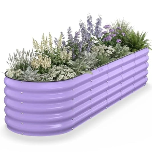 Raised Garden Bed Metal Galvanized Steel Oval Garden Bed 8x2x1.5 ft with 18-Inch Deep Open-Bottom Design for Outdoor Vegetable