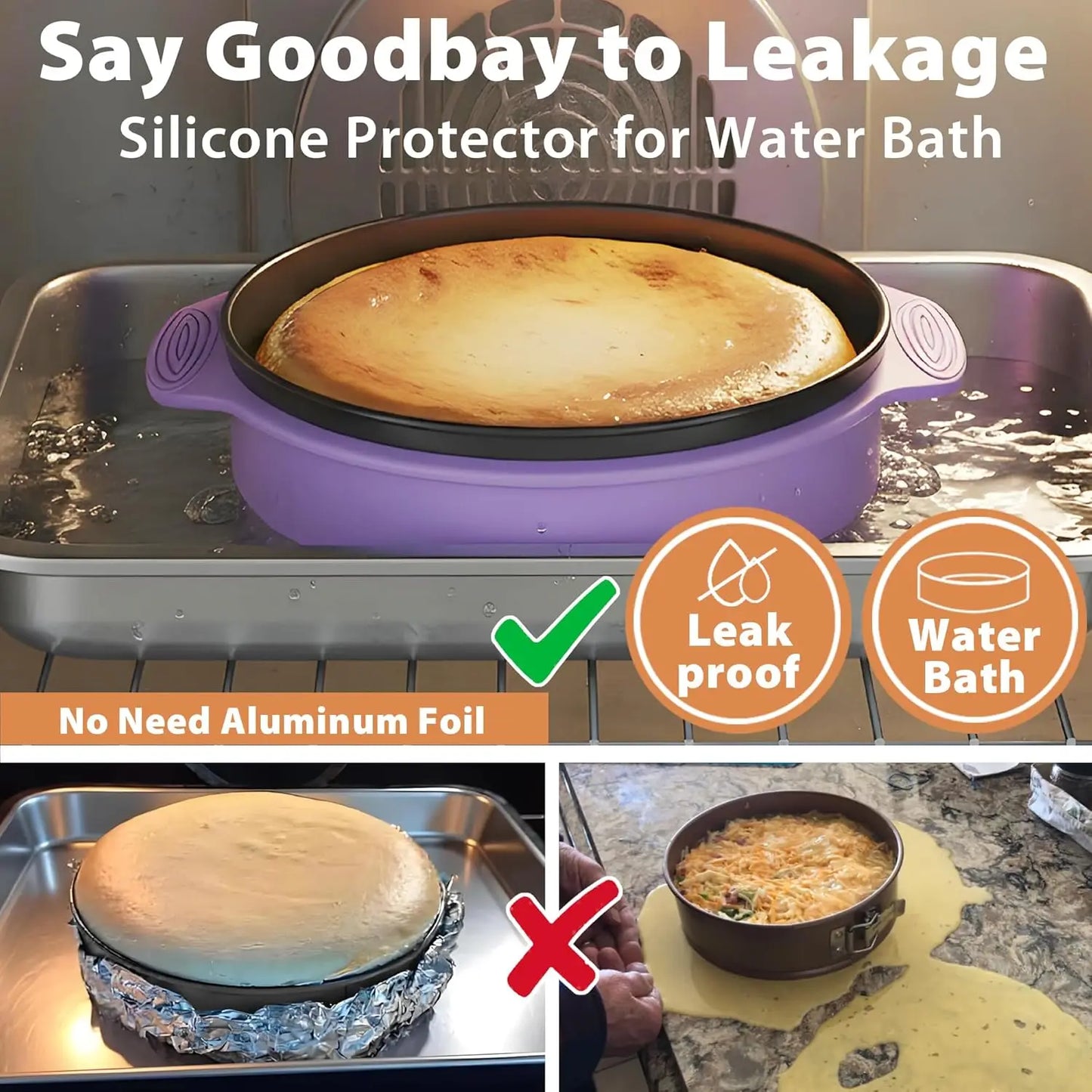 Nonstick Springform Pan 9 Inch Leakproof with Silicone Protector and 50 Parchment Papers