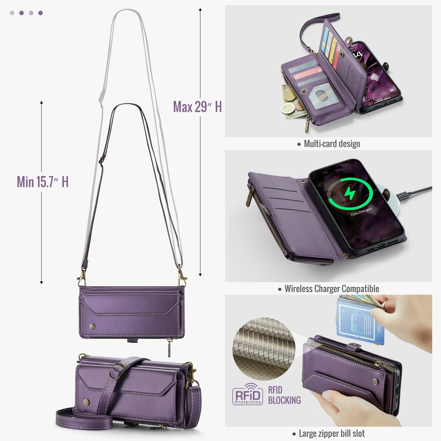 for iPhone Air/17/17 Pro/17 ProMax Case Wallet RFID Blocking with 7-Card Holder