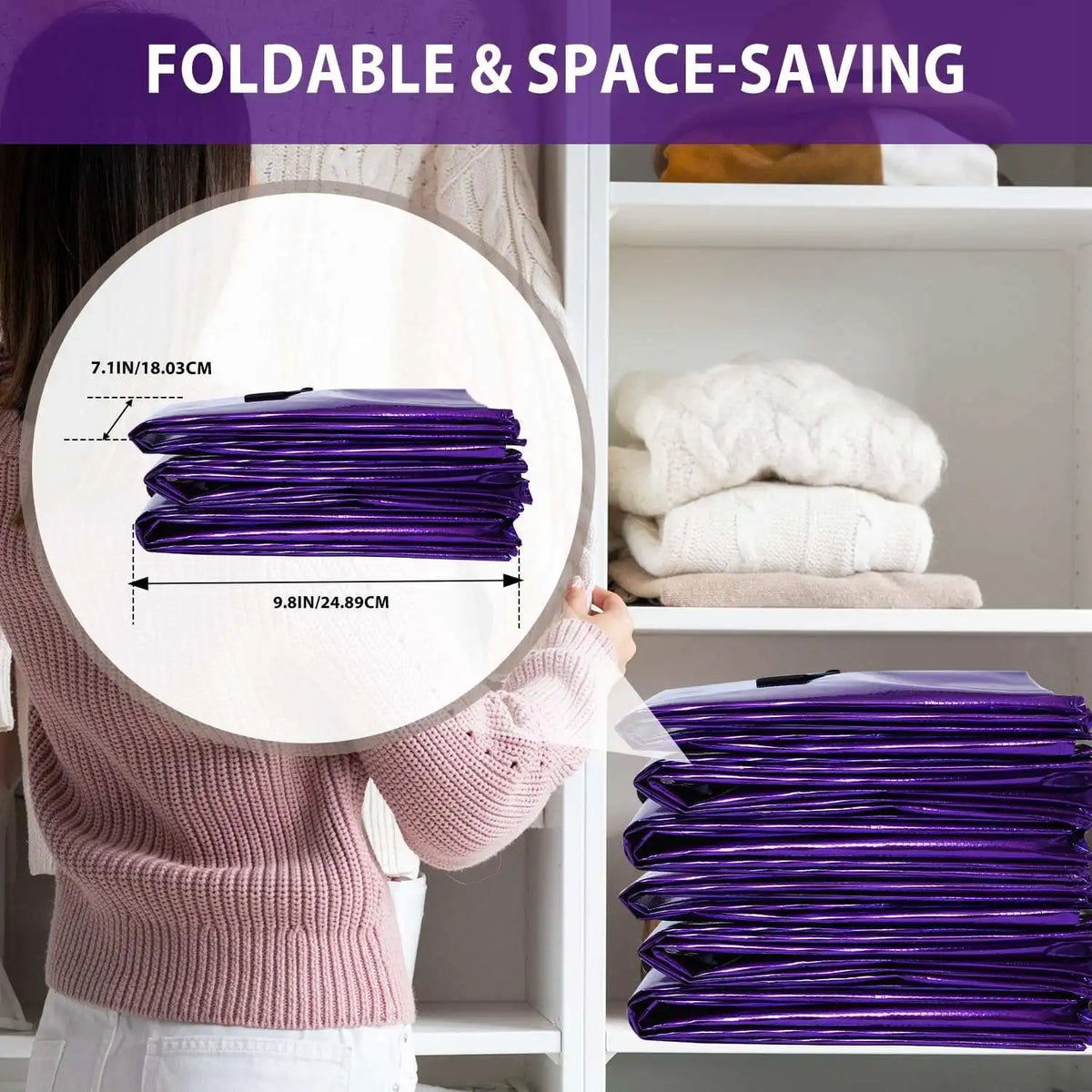 6-Count Heavy-Duty Extra Large Collapsible Zippered Storage Bags