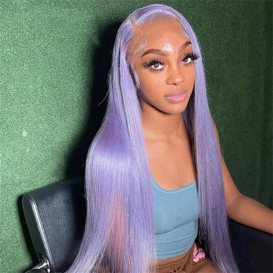 13x6 Purple Lace Front Human Hair Wig Brazilian Lace Frontal Wig