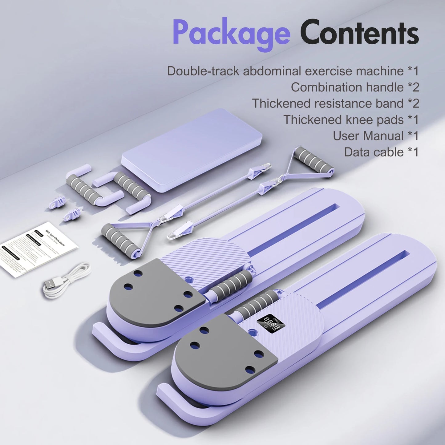 2-in-1 Split Ab Pilates Portable Ski Board Core/Leg Abdominal Strength Trainer Workout Foldable