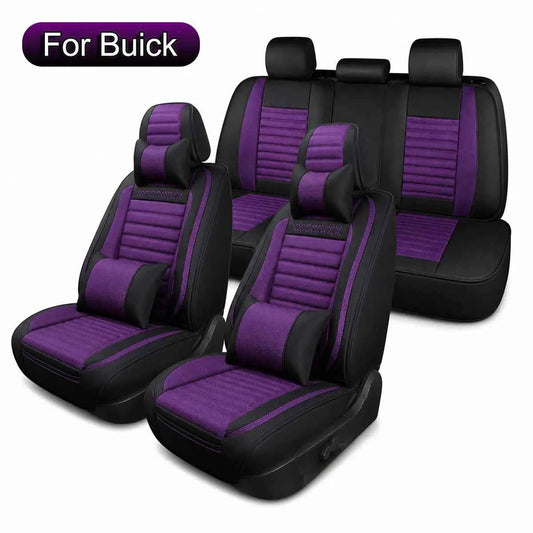 Linen Car Seat Covers Full Set, Fit for Buick Envision, Verano, Velite 6, Regal, LaCrosse, Envista, Encore, Excelle, Four Seasons, Car Seat Protector