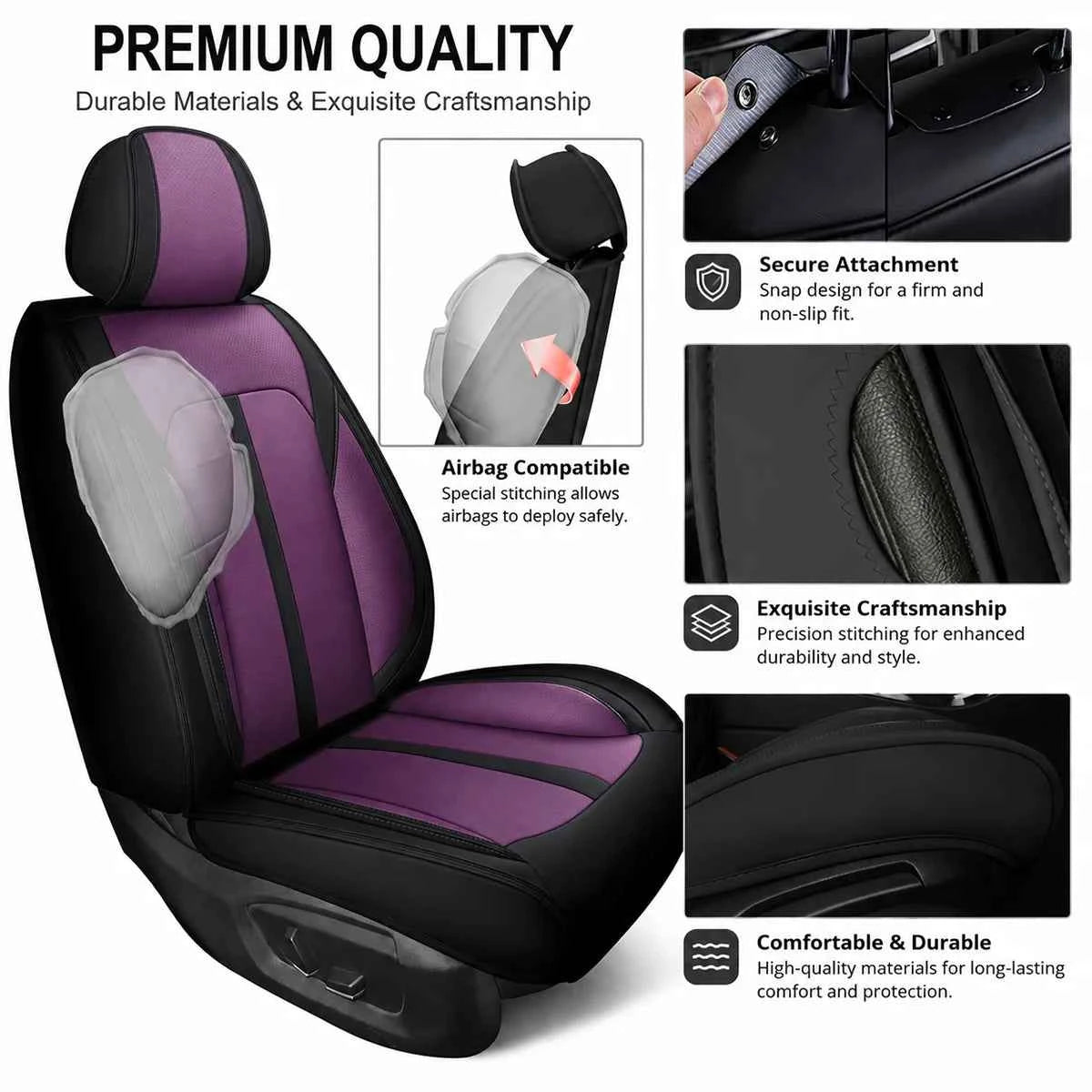 Car Seat Covers, Fit for VW Jetta, Tiguan, Golf, Passat, Polo, Taos, ID.4, CC/Arteon, Touareg,T-Roc, Phaeton, PU Leather Front Seats and Back, 5 Seat Protectors
