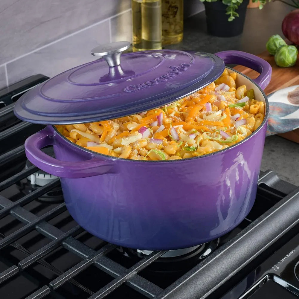 7-Quart Purple Enameled Cast Iron Dutch Oven for Slow Cooking, Baking & Braising