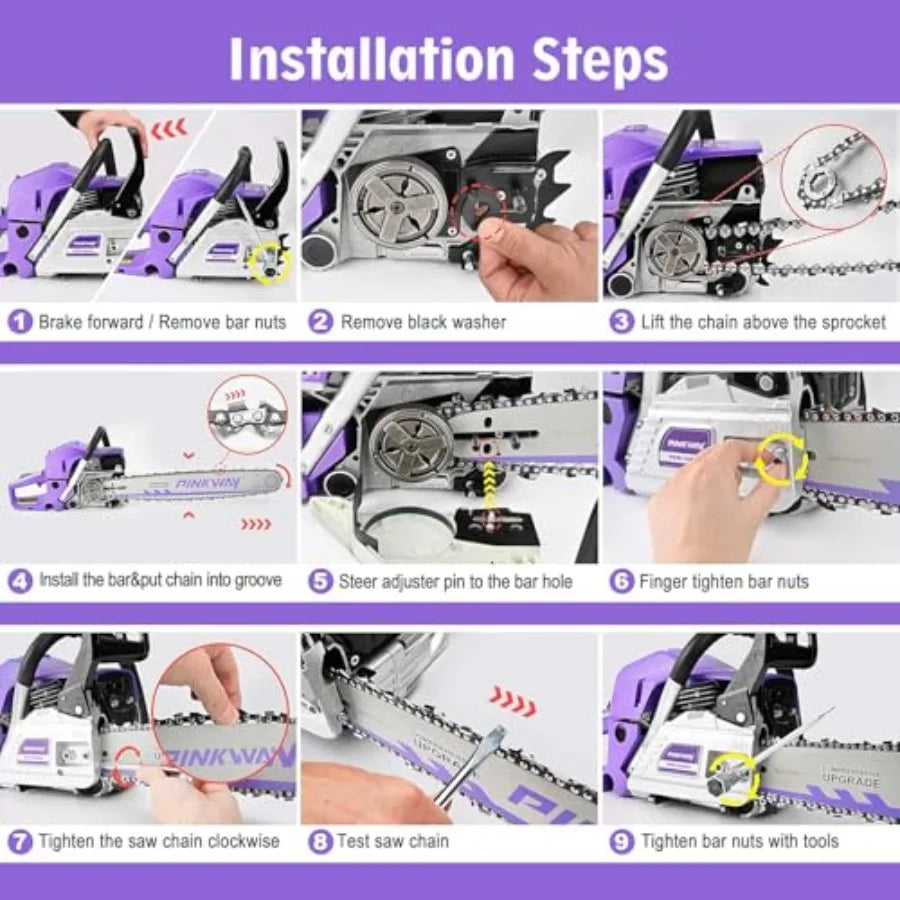 2-cycle 26CC Chainsaw Saw Gas Powered 20" Cordless, Handheld