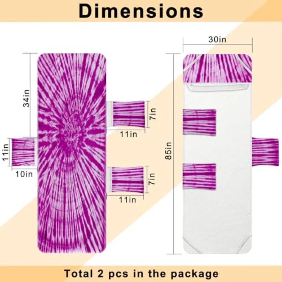Lounge Chair Towel Cover, Tie Dye Style with Pockets -2 pc