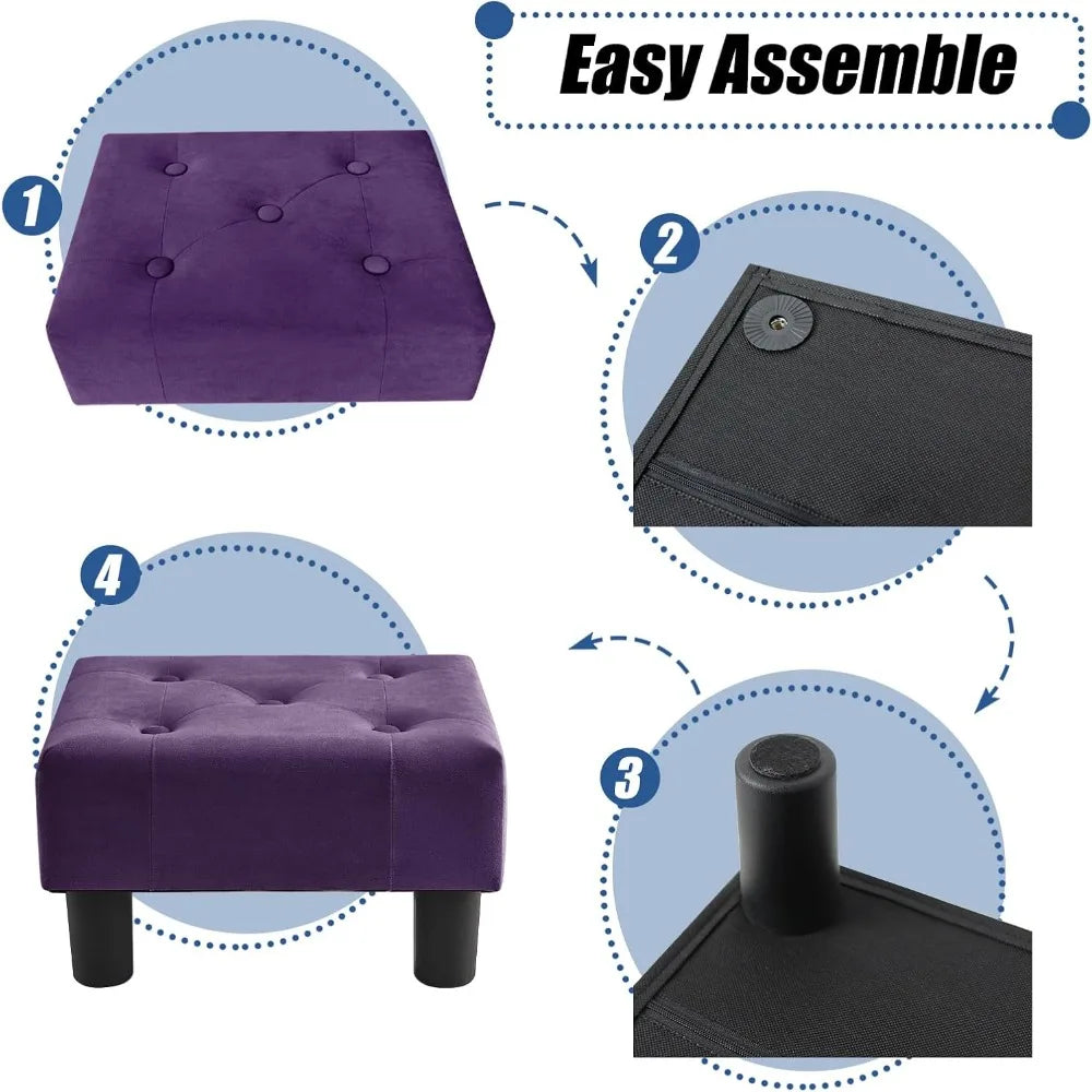 Velvet Footstool with Legs