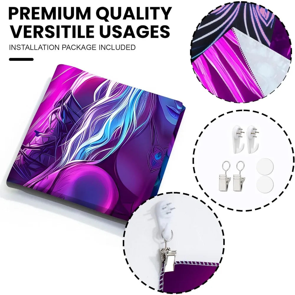 Blacklight tapestry, dark UV-reactive black light wall hanging