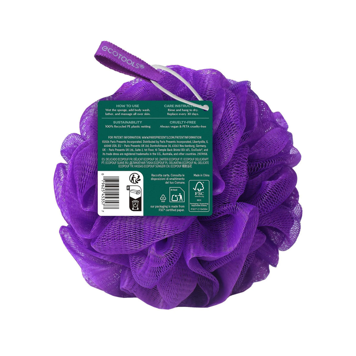 Delicate Purple Bath Pouf Soft Recycled Mesh Shower Sponge