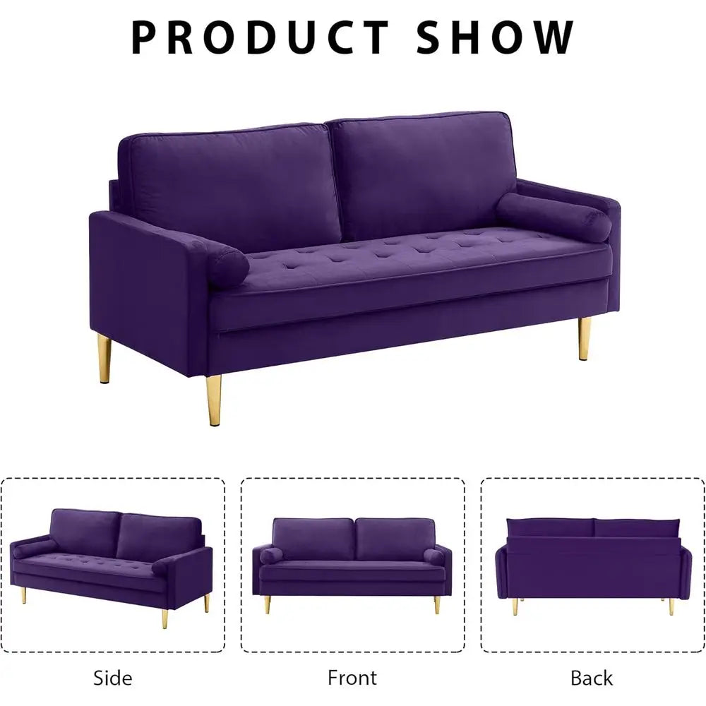 Upholstered 2-Seater Velvet Loveseat, 66.9 Length