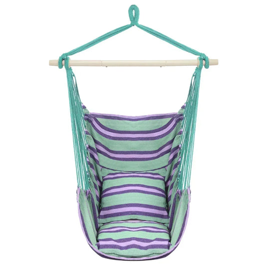 Cotton Canvas Hanging Rope Chair with Pillows - Purpleobsessions