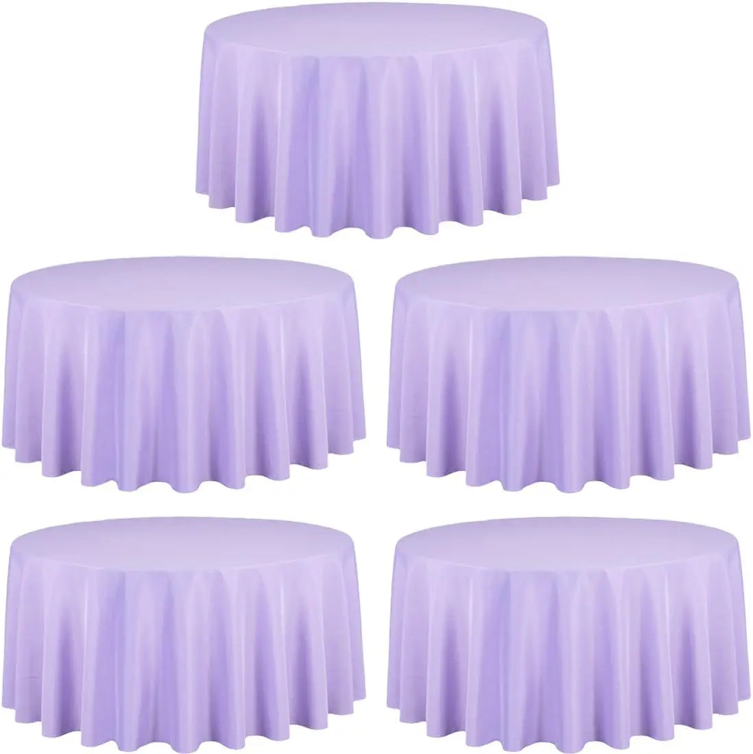 5 Pack 120 Inch Round Tablecloth Lavender, Wrinkle Resistant Polyester Fabric for Party Decor