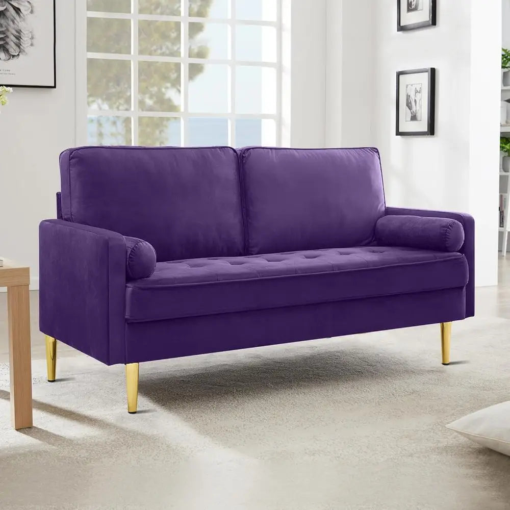 Upholstered 2-Seater Velvet Loveseat, 66.9 Length