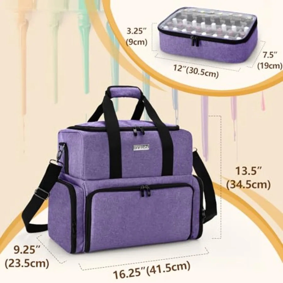 Nail Polish Organizer Holds 80 Bottles with UV Nail Lamp and 2 Removable Pouches, Manicure Tools Storage